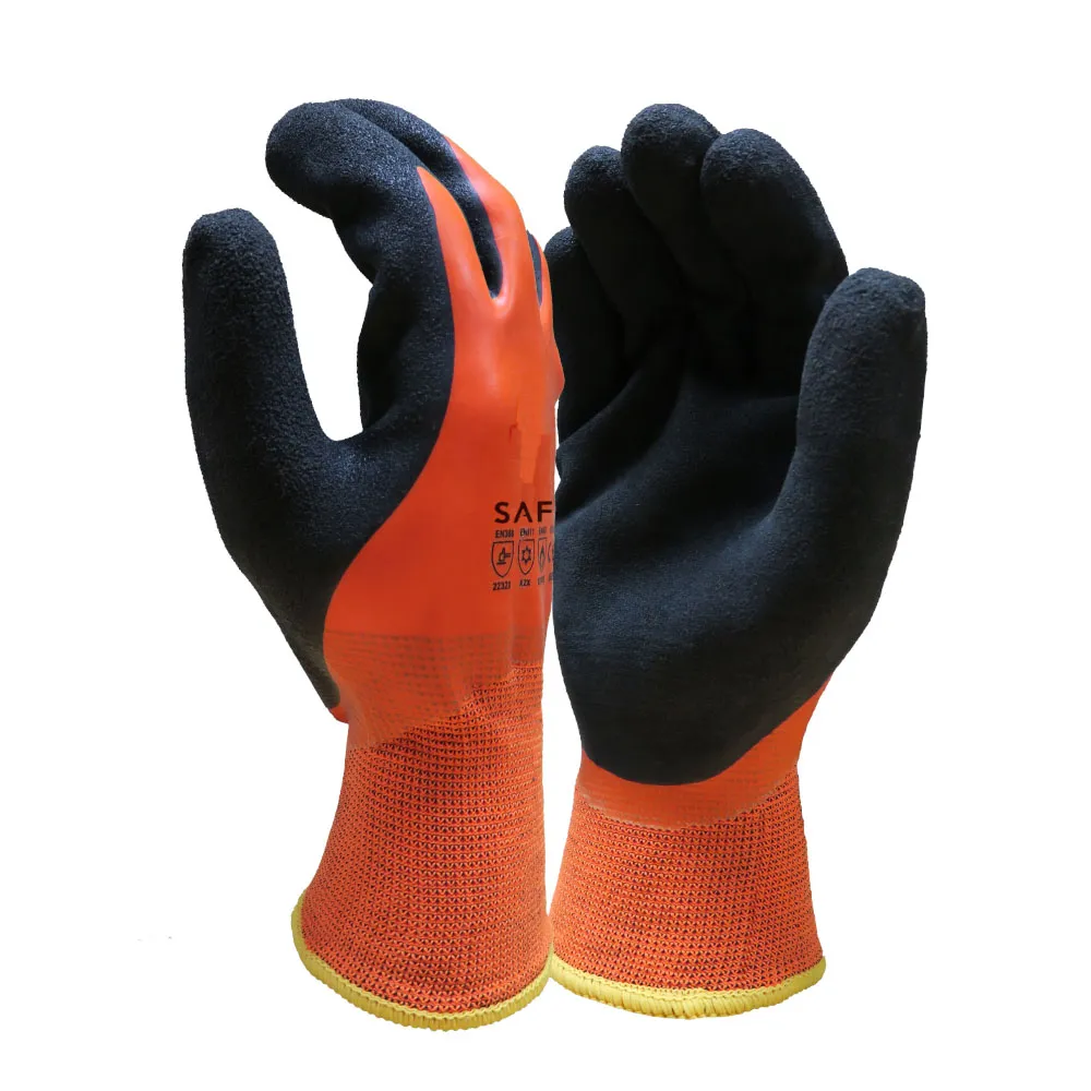 Thermal Waterproof Fully Coated Latex Gloves - Orange - Case of 72 Pairs — Orange